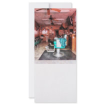 Barber Shop With Green Barber Chairs Rack Cards