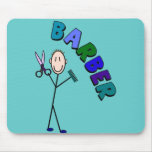 Barber Stick Person Design With Scissors/Comb Mousepads