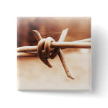 Barbwire and Spider Web in Sepia Button