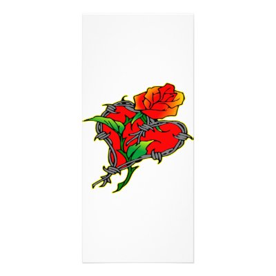 Barbwire Heart & Rose Personalized Rack Card by Mustang_Lady