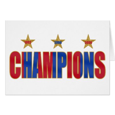 Barcelona Champions of Europe 2009 Futbol Greeting Cards by Funkart