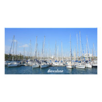 Barcelona port photo greeting card