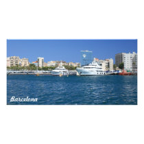 Barcelona port photo greeting card