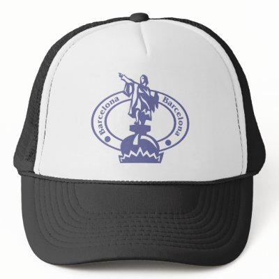 Barcelona Stamp Trucker Hats by alternateworlds