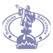 Barcelona Stamp Round Sticker