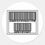 Barcode Administrative Assistant Round Sticker