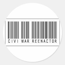 Barcode Civi War Reenactor Round Sticker