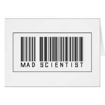 Barcode Mad Scientist Greeting Cards