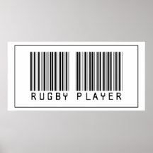 Barcode Rugby Player Poster
