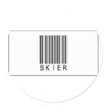 Barcode Skier Round Stickers