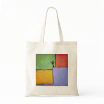 Bare tree colourful art all seasons modern paintin canvas bag