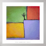 Bare tree colourful art all seasons modern paintin posters