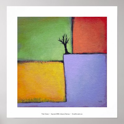 Bare tree colourful art all seasons modern paintin by SimpleTerms