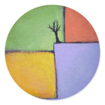 Bare tree colourful art all seasons modern paintin