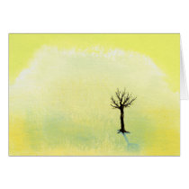 Bare tree pretty minimalist painting art Buds Greeting Cards