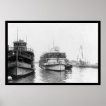 Barge Carrying Immigrants at Ellis Island, NY 1920 Posters