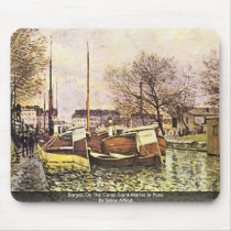 Barges On The Canal Saint-Martin In Paris Mousepads