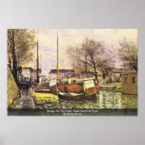 Barges On The Canal Saint-Martin In Paris Poster