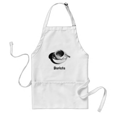 BARISTA APRON: PENCIL DRAWING, COFFEE CUP by joyart