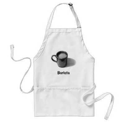 BARISTA APRON: PENCIL DRAWING, COFFEE MUG by joyart