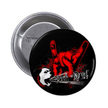 "Bark On": Punk Rock Grunge Dog Pinback Buttons