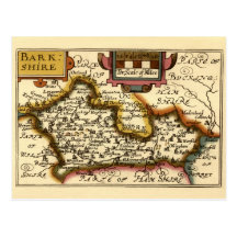 "Barkshire" Berkshire County Map, England Post Card