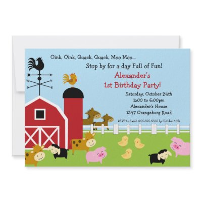 Barn Animal Fun Birthday Party Personalised Announcements by celebrateitinvites