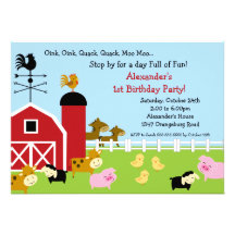Barn Animal Fun Birthday Party Personalised Announcements
