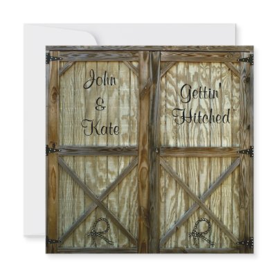 Barn Door Cowboy Wedding Personalized Announcement by westernweddingshop