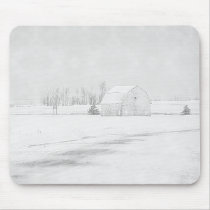 Barn In Snow Mousepads