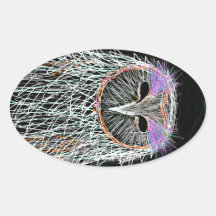 barn owl line art oval sticker