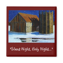 BARN, WINTER: CHRISTMAS MAGNET: ART
