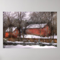 Barn - Winter in the Country Print