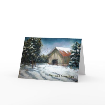 BARN, WINTER: PASTEL PAINTING: HOLIDAY by joyart