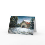 BARN, WINTER: PASTEL PAINTING: HOLIDAY cards