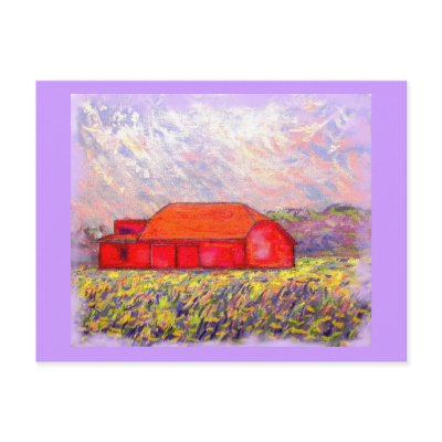 barn with purple irises postcards by folkrockartist