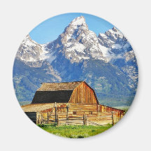 Barns Grand Tetons Mountains Fridge Magnets