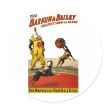Barnum and Bailey: Football Dogs Round Sticker