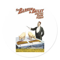 Barnum and Bailey: Performing Pigs Round Sticker
