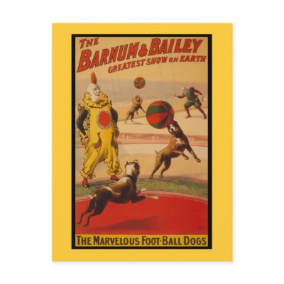 Barnum & Bailey Circus Foot-Ball Dogs Post Cards by MyOtherPlanet