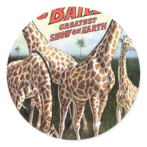 Barnum & Bailey Giraffes Retro Theatre Stickers