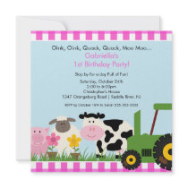 Barnyard Animal Fun Birthday Party Pink Girls