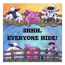 Barnyard Animal Surprise Party Invitation