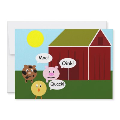 Barnyard Animals Kids Birthday Party Invitations by csinvitations