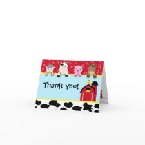 Barnyard Animals Thank you note cards birthday