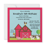Barnyard Birthday party invites -red invitations