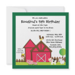 Barnyard  white n green Birthday party invites