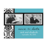Baroque Aqua-Black-White 2-Photo Save the Date