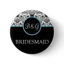 Baroque Elegance Bridesmaid Button-Aqua
