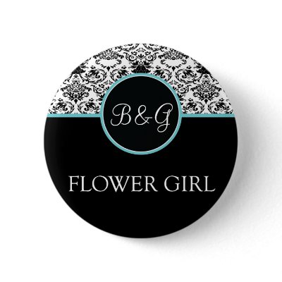 Baroque Elegance Flower Girl Button-Aqua by twoheartsshoppe